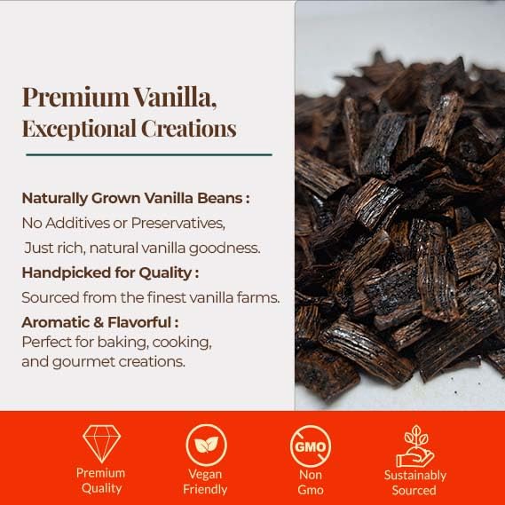 Premium Vanilla  Cuts - 1 lb. From Whole Vanilla Beans Grade B | Cut and Sorted for Easy Use