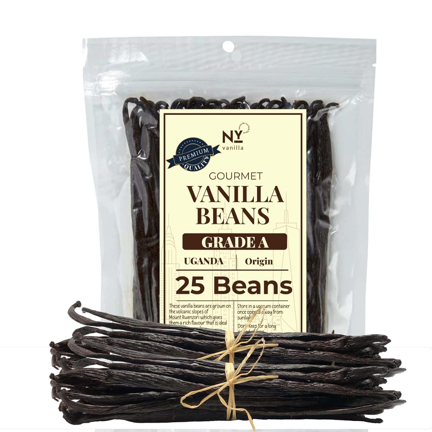 25 Whole Premium Bulk Ugandan Vanilla Beans Grade A  –  The Gold Standard of Flavor