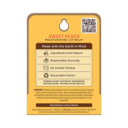 BURT'S BEES SWEET PEACH LIP BALM (0.15 OZ TUBE)