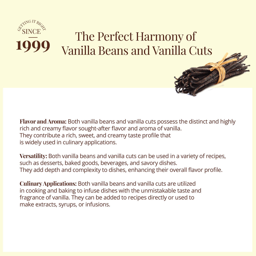 Premium Vanilla Cuts - 1 lb. Cut from Whole Vanilla Beans Grade B