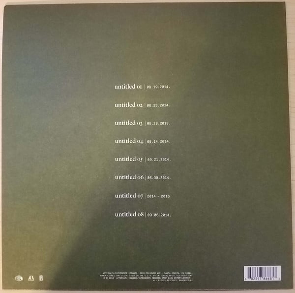 Kendrick Lamar Untitled Unmastered. Top Dawg Entertainment, Aftermath Entertainment, Interscope Records LP, Album Mint (M) Mint (M)