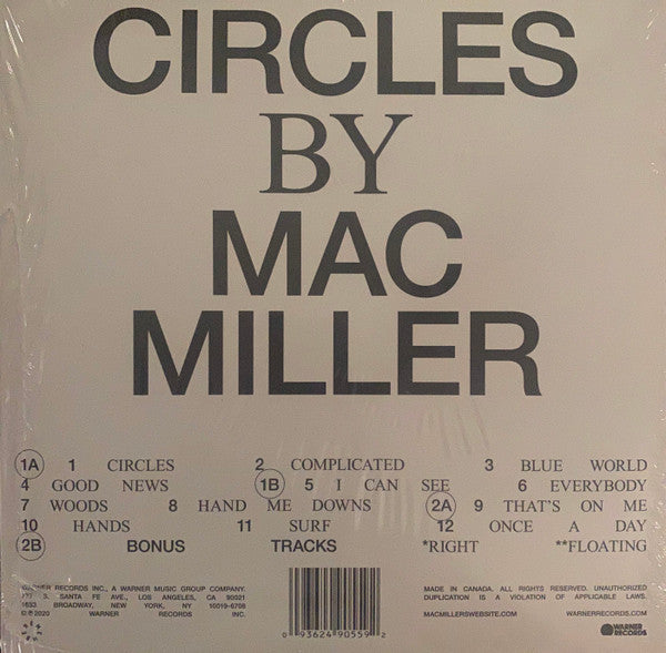 Mac Miller Circles Warner Records, REMember Music (2) 2xLP, Album, Cle Mint (M) Mint (M)