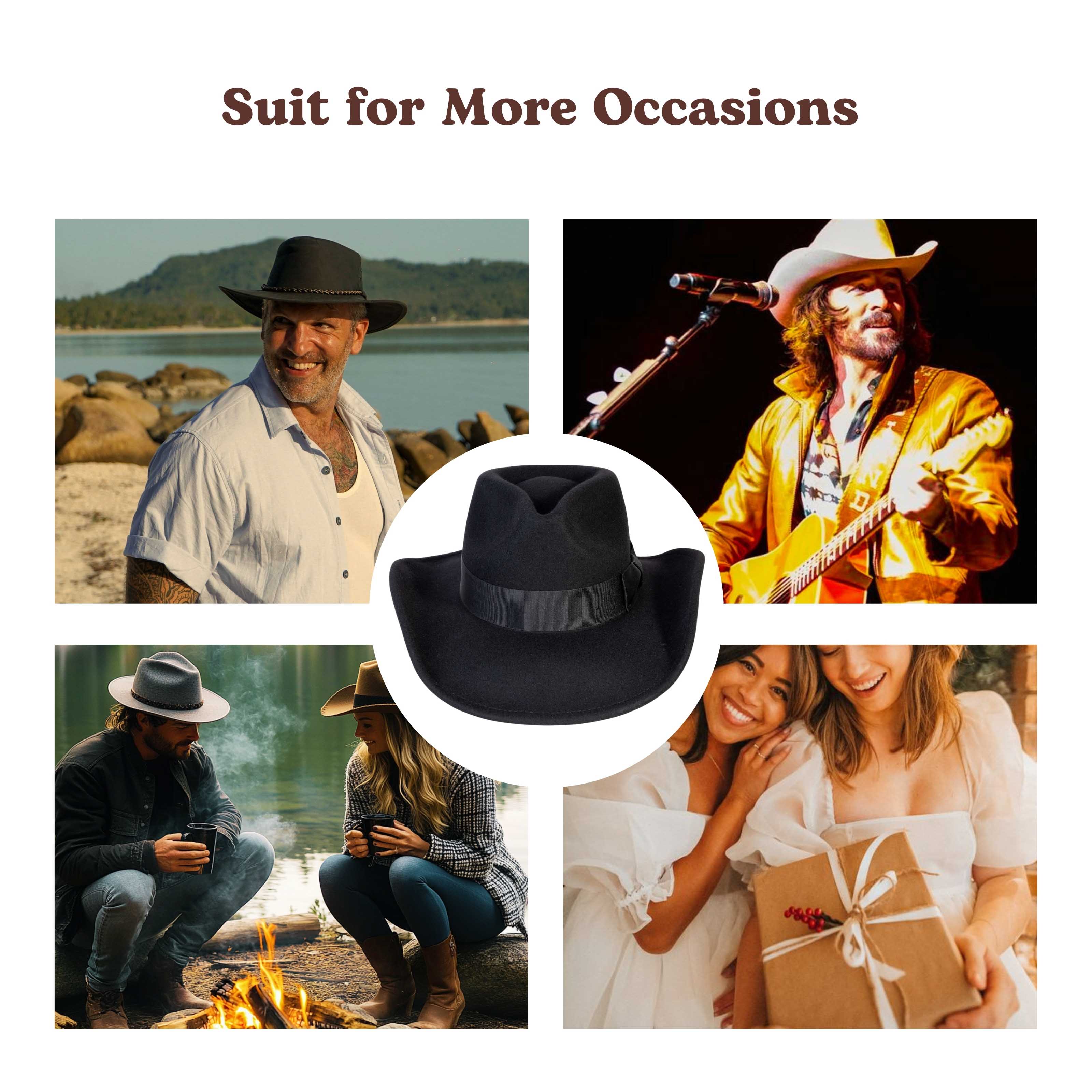 Midnight Black Felt Cowboy Hat