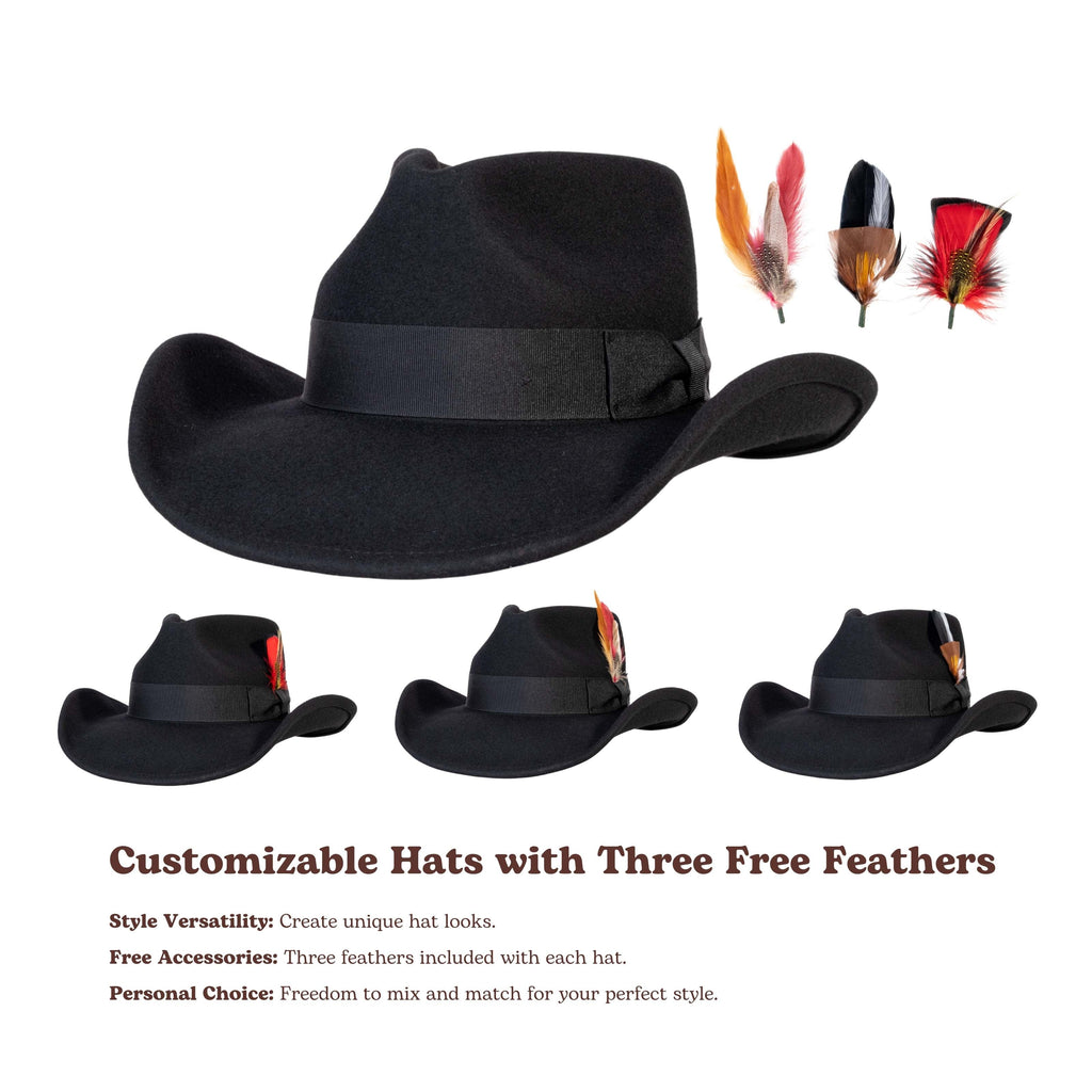 Midnight Black Felt Cowboy Hat