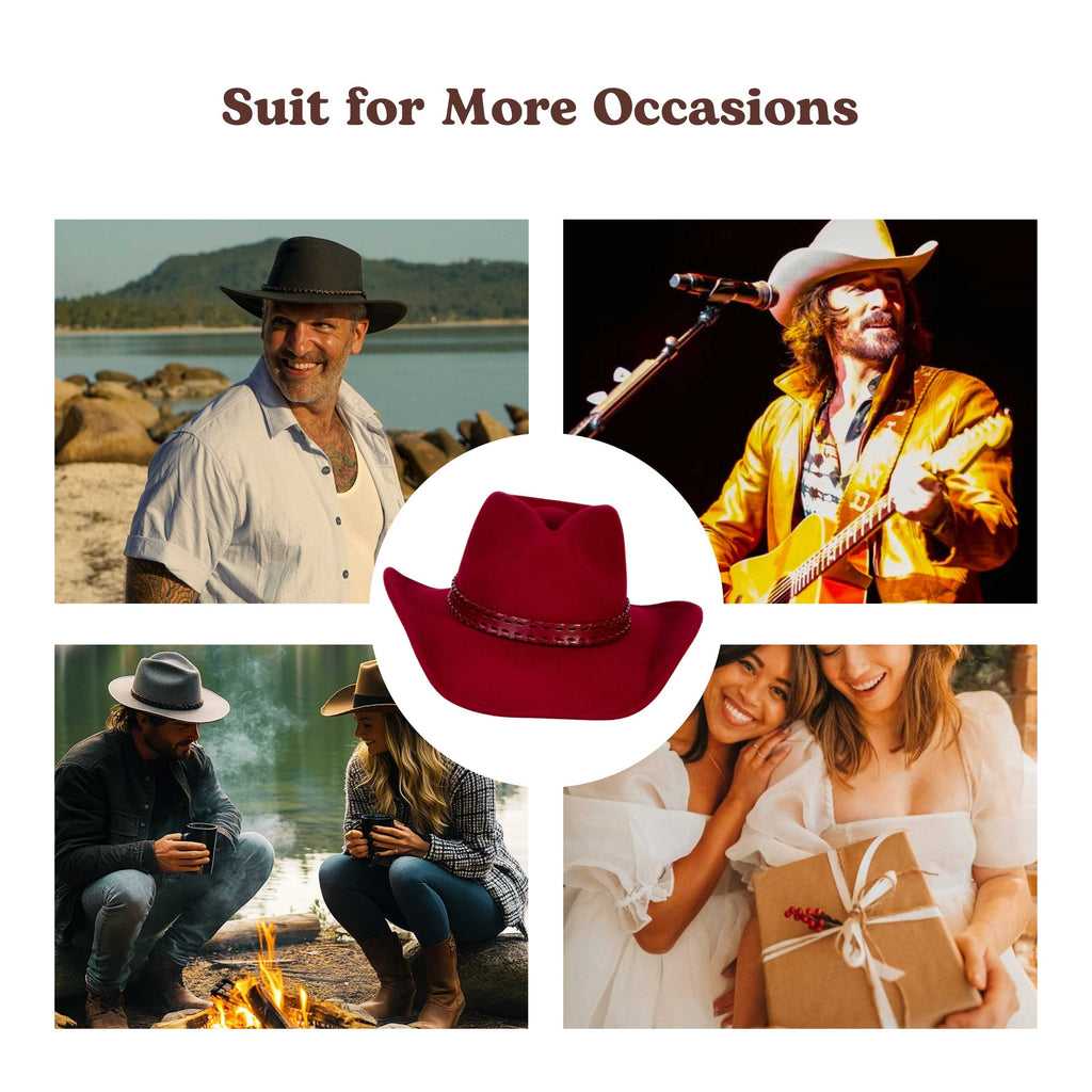 Outlaw Crimson Felt Cowboy Hat