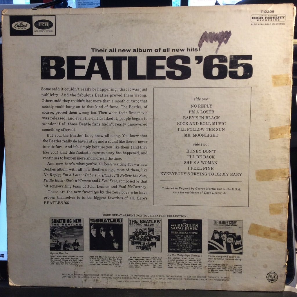 Beatles '65 (VINYL) | Very Good Plus (VG+) Very Good (VG)